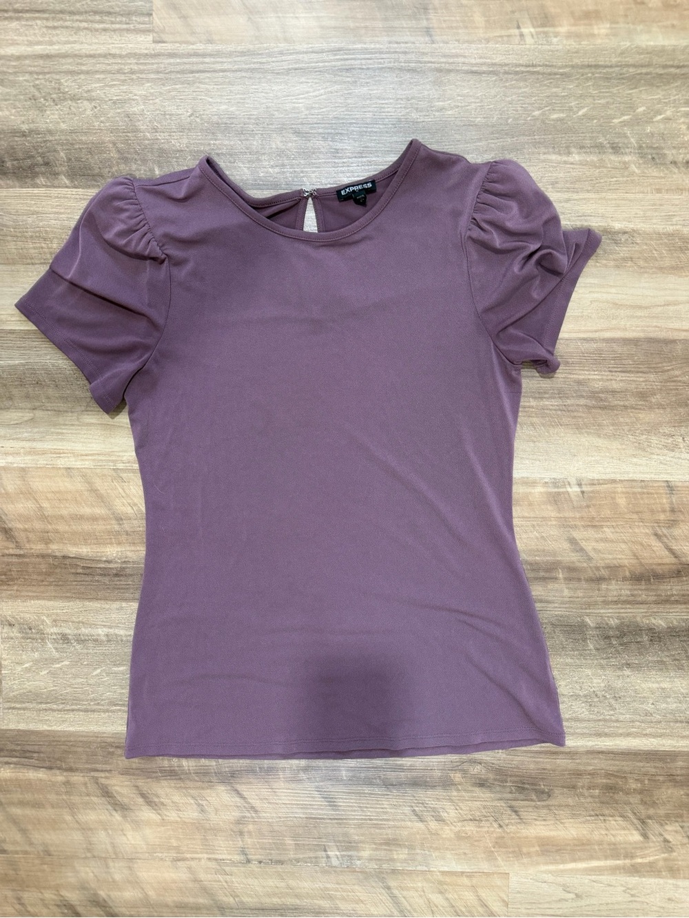 Express Mauve Puff Sleeve Knit Tee